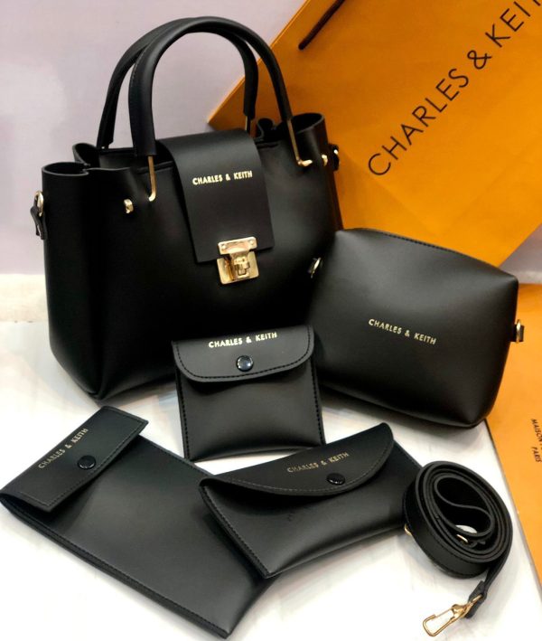 5-Piece Charles & Keith Shoulder Bag Set for Girls – Elegant Handbag Collection