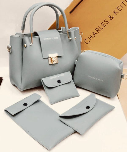 5-Piece Charles & Keith Shoulder Bag Set for Girls – Elegant Handbag Collection