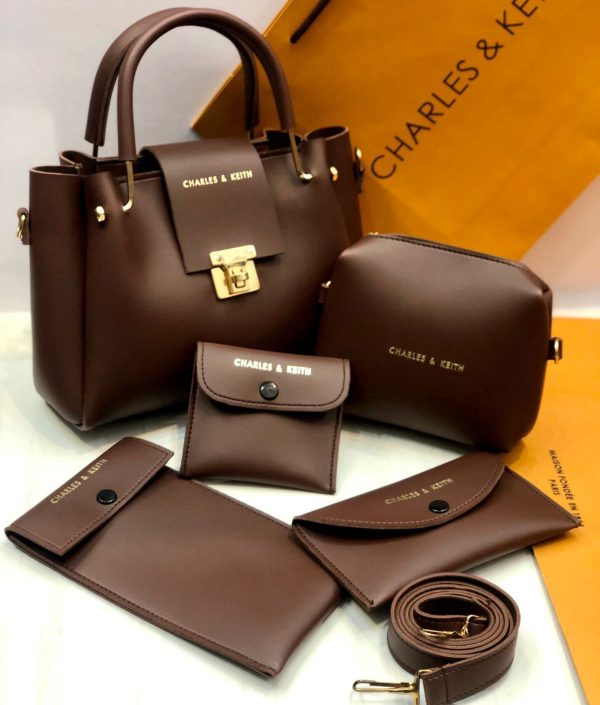 5-Piece Charles & Keith Shoulder Bag Set for Girls – Elegant Handbag Collection