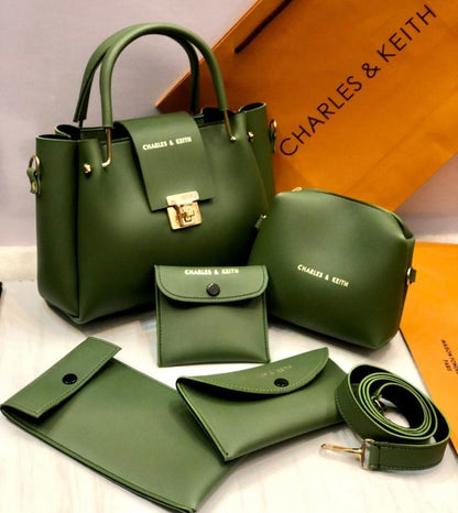 5-Piece Charles & Keith Shoulder Bag Set for Girls – Elegant Handbag Collection