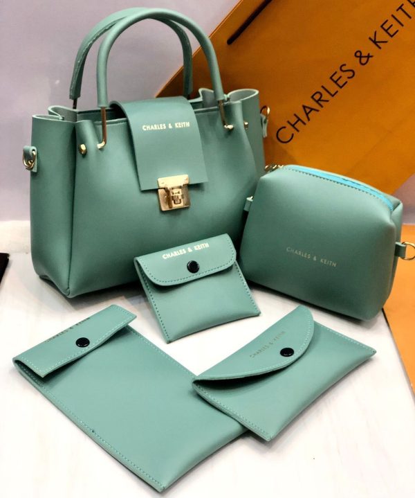 5-Piece Charles & Keith Shoulder Bag Set for Girls – Elegant Handbag Collection