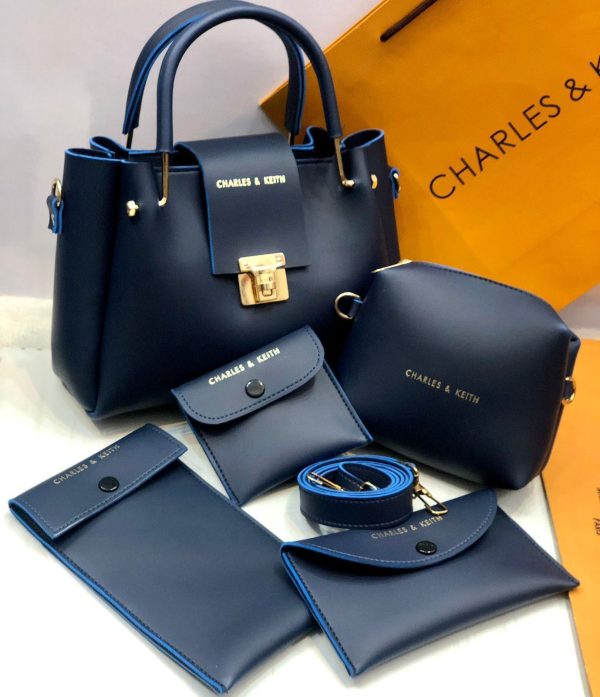 5-Piece Charles & Keith Shoulder Bag Set for Girls – Elegant Handbag Collection