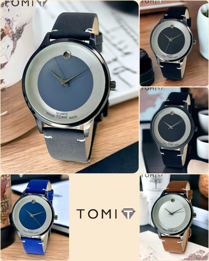 Tomi Swiss Quartz Stylish Watch for Boys & Girls with Leather Strap (Random Dial)