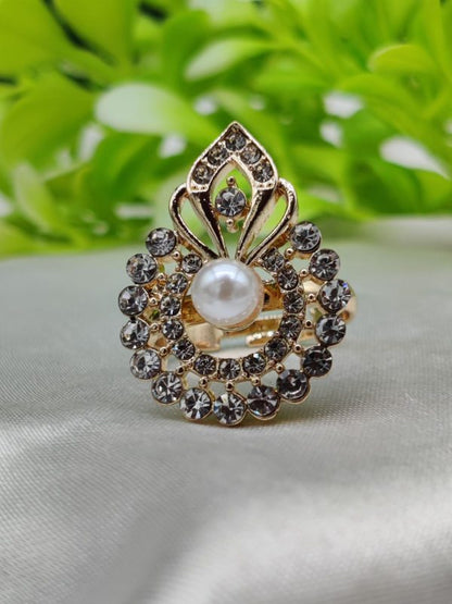 CrystalBloom: Imported Radiant Crystal Blossom Adjustable Ring