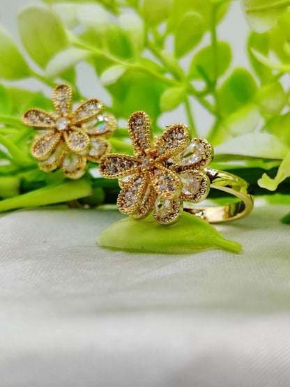 BloomGleam: Imported Blooming Elegance Adjustable Ring Set – Two Radiant Colors