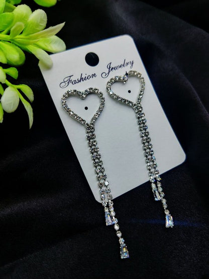 SparkHeart: Imported Tarnish-Free Heart Drop Long Earrings