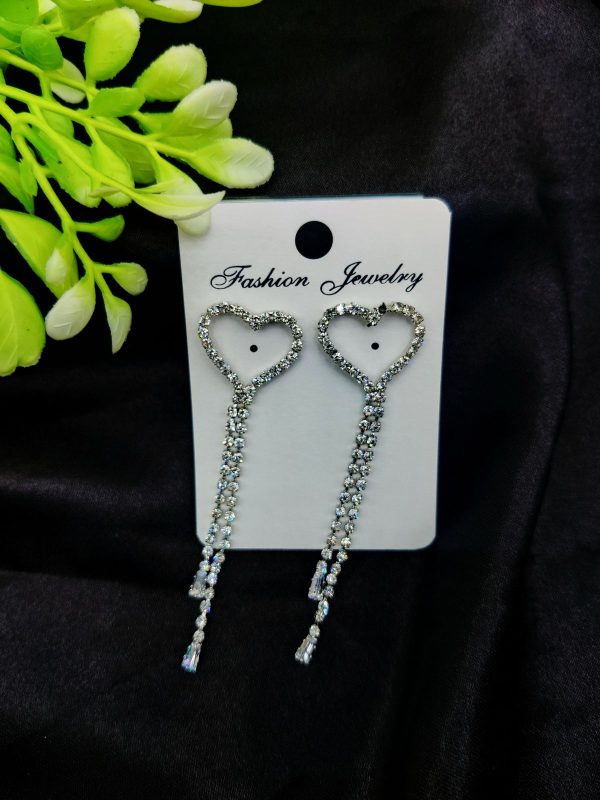 SparkHeart: Imported Tarnish-Free Heart Drop Long Earrings