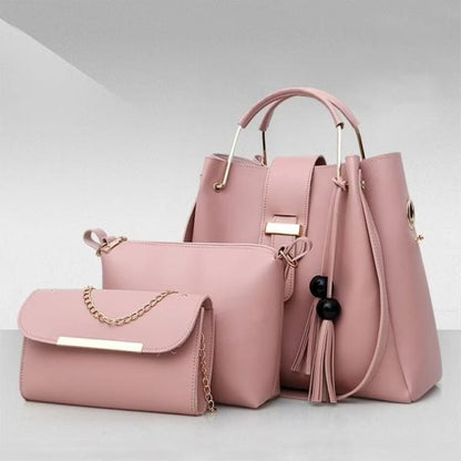 Elegant 3-Piece Leather Handbag Set for Women