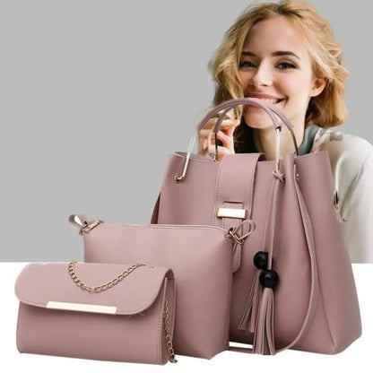 Elegant 3-Piece Leather Handbag Set for Women