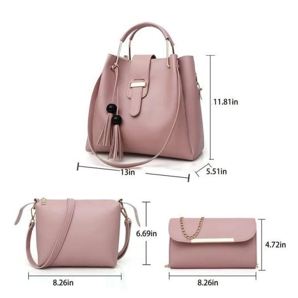 Elegant 3-Piece Leather Handbag Set for Women