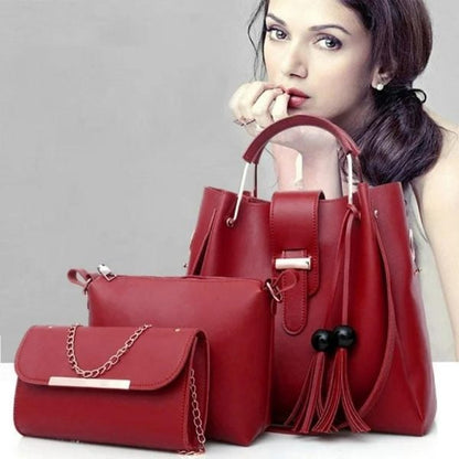 Elegant 3-Piece Leather Handbag Set for Women