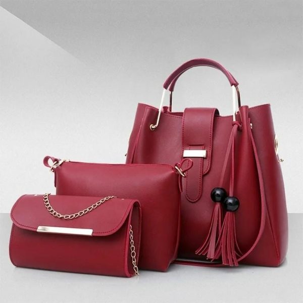 Elegant 3-Piece Leather Handbag Set for Women