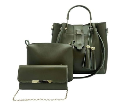 Elegant 3-Piece Leather Handbag Set for Women