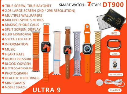 DT900 Elite Smartwatch – 49mm Display with Crystal Case & Interchangeable Straps