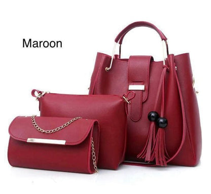 Elegant & Versatile Collection, 3-Piece Handbag Set - Soft Leather