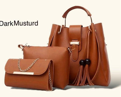 Elegant & Versatile Collection, 3-Piece Handbag Set - Soft Leather